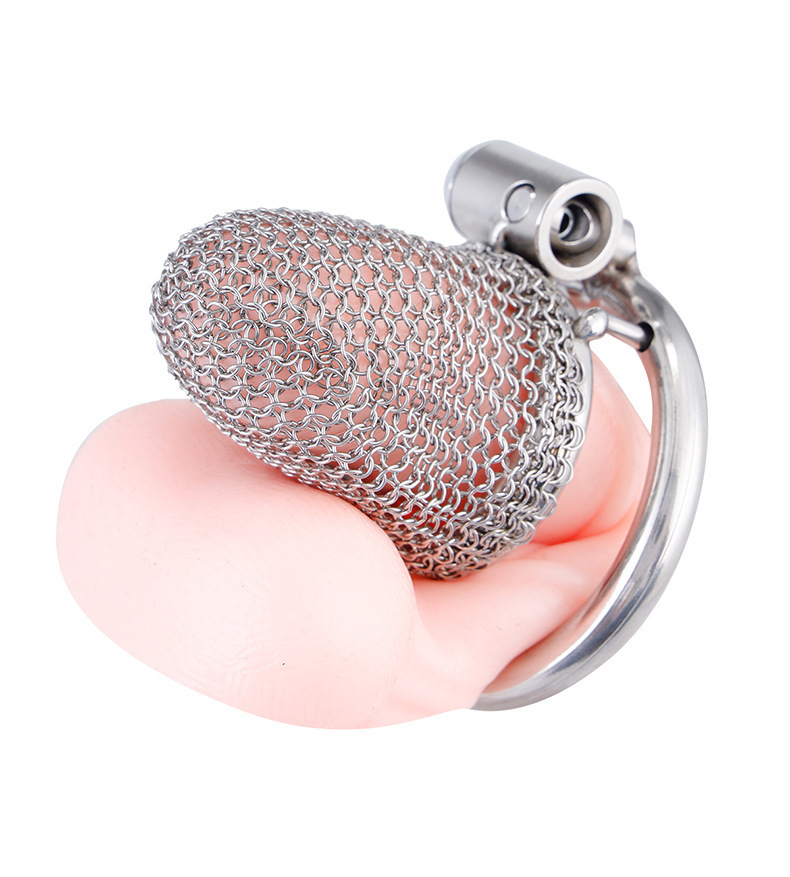 Chastity Cage - Male Chastity Device with Invisible Lock Set, 3 Sizes Rings (1.57", 1.77", 1.97"), Cock Cage Metal Mesh Chain,Large Stainless Steel Penis Bondage Restraints BDSM Sex Toy for Men