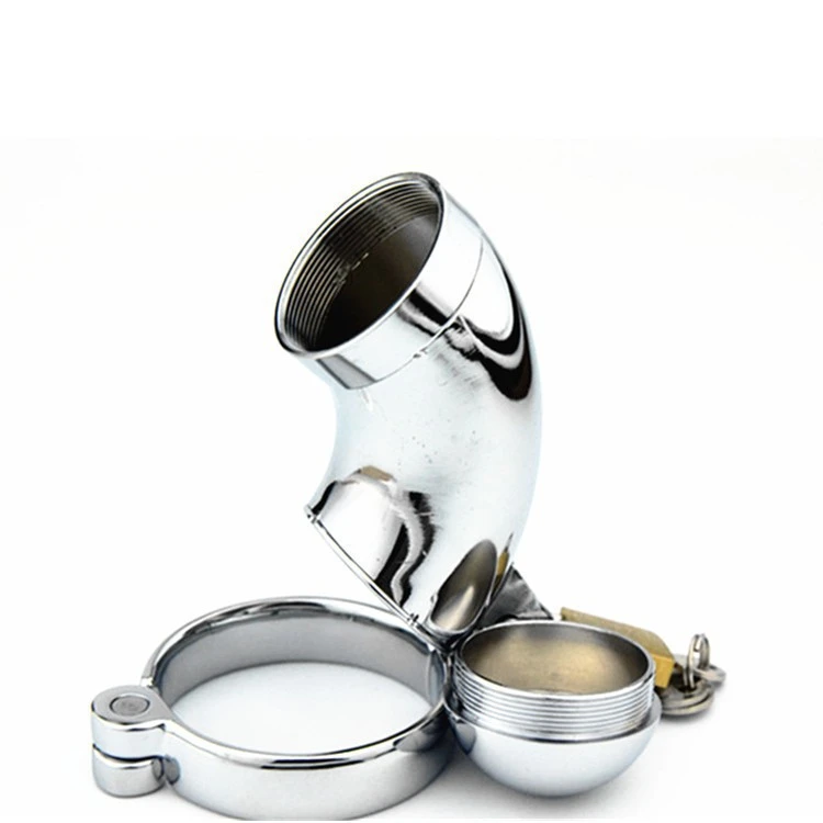 Men's Stainless Steel Penis Lock Penis Ring Cage with Lock Metal Chastity Appliance with Urethral Tube