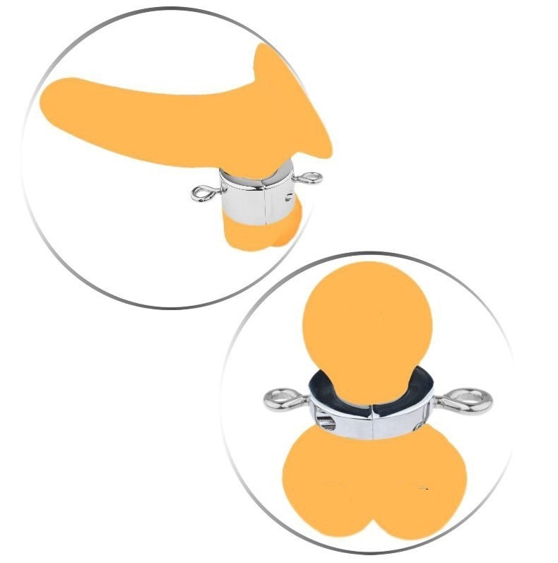 Stainless Steel Penis Ball Ring with Ear Weight Ring Pendant Weighted Stretch Exerciser Metal Penis Ring Male Sex Toy