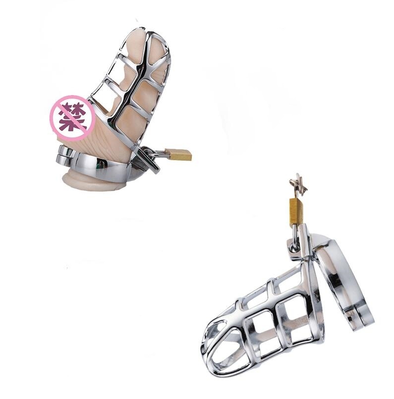 Chastity Cage Hollowed Out Chastity Devices Can Long Time Wear Penis Cage with Lock and Key for SM Play Chastity Lock Adult Sex Toys for Male (S)