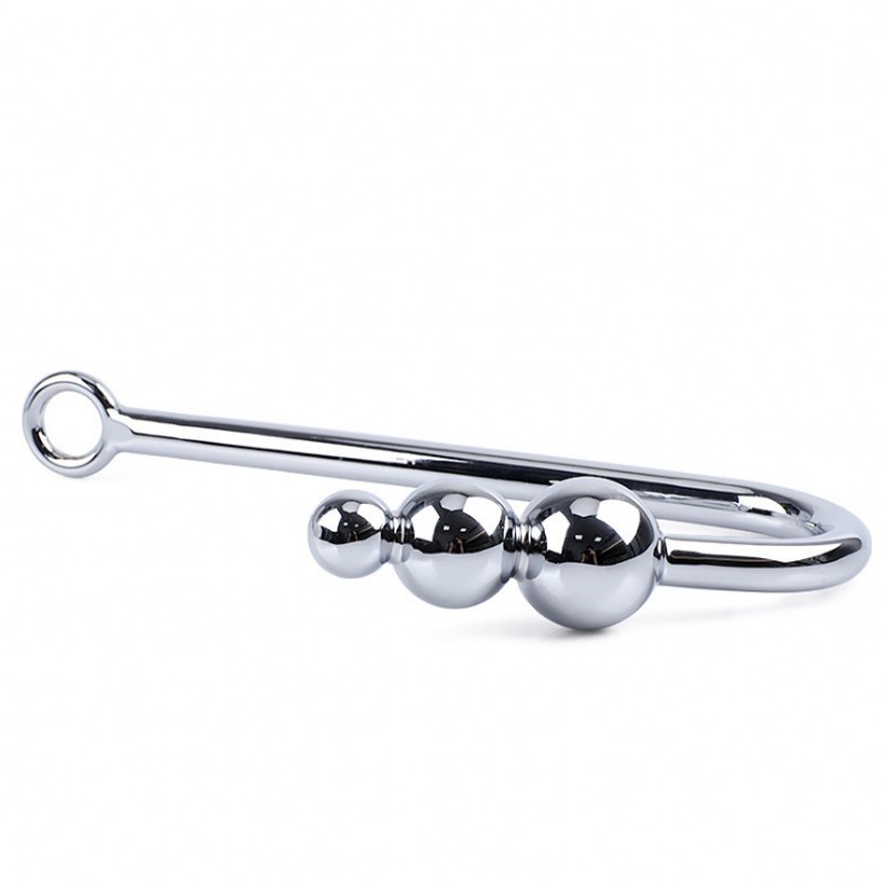 Vibrating Anal Hook Anal Plug, 3 Balls Anal Vibrator Anal Trainer Butt Plug with 9 Vibration Modes, Metal Anal Dilator Vagina Hook G Spot Stimulator SM Sex Toys for Beginners Gay Women Couples
