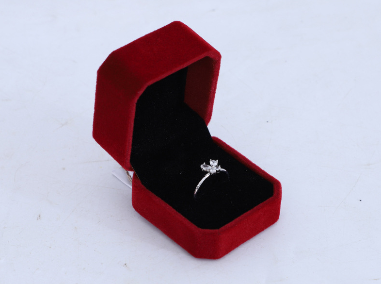 Red Black Blue Fancy Ring Box Jewelry Box Ring box - Genuine Velvet