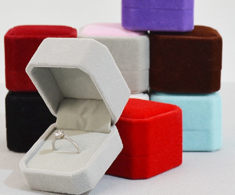 Red Black Blue Fancy Ring Box Jewelry Box Ring box - Genuine Velvet