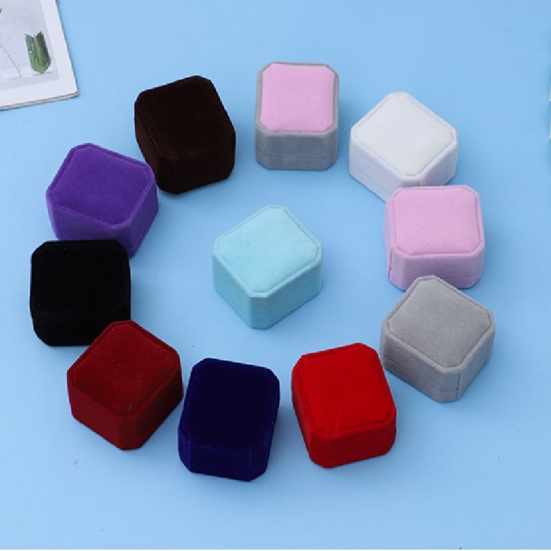 Red Black Blue Fancy Ring Box Jewelry Box Ring box - Genuine Velvet