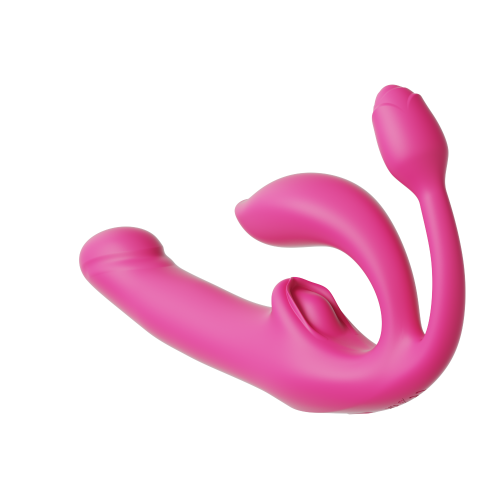 Strapless Strap On G Spot Dildo Vibrator-Sex Toys for Clit Stimulator with 10 Vibrating & Flapping Modes, Silicone & Waterproof Double-Ended Dildo Female Adult Sex Toy for Women & Lesbian Pleasure