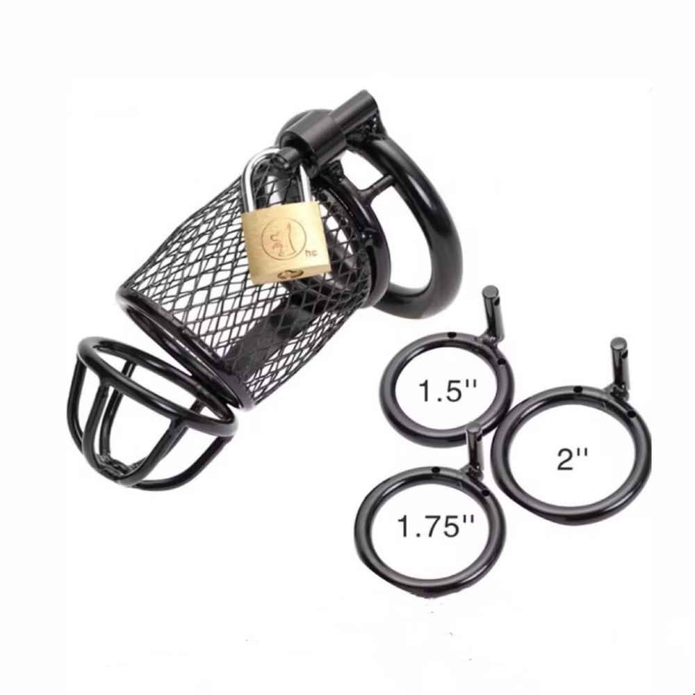 Male Cock Cage Chastity Device - UTIMI Large Chastity Cage with 3 Active Rings Adult Sex Toy for Men Penis Exercise | Key and Lock Included