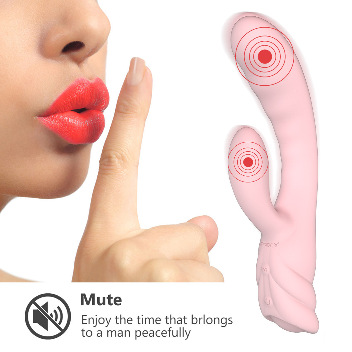 Dual Rabbit Vibrator for Women - Made of Body-Safe Silicone, Fully Waterproof, USB Rechargeable - Dual Vibrating Massager with 10 Vibration Settings