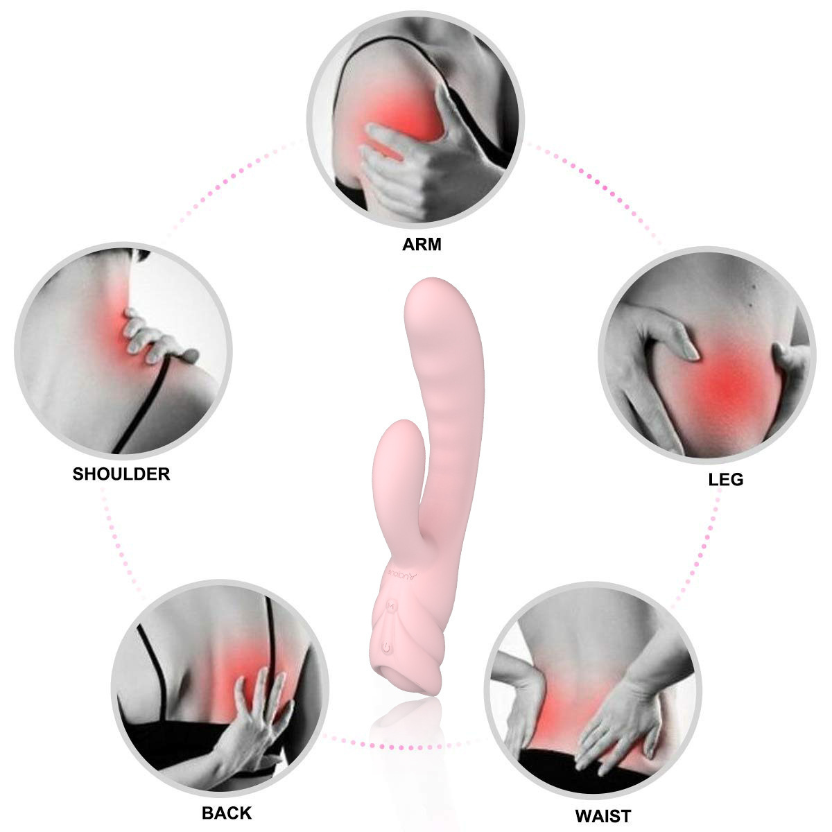 Dual Rabbit Vibrator for Women - Made of Body-Safe Silicone, Fully Waterproof, USB Rechargeable - Dual Vibrating Massager with 10 Vibration Settings