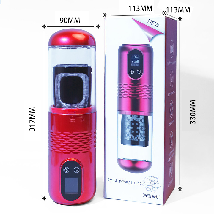 Male Masturbator Automatic Powerful Thrusting Rotating Stimulation Pocket Pussy Blowjob Masturbation Realistic Sex Toys with Suction Cups (Sapphire Blue)