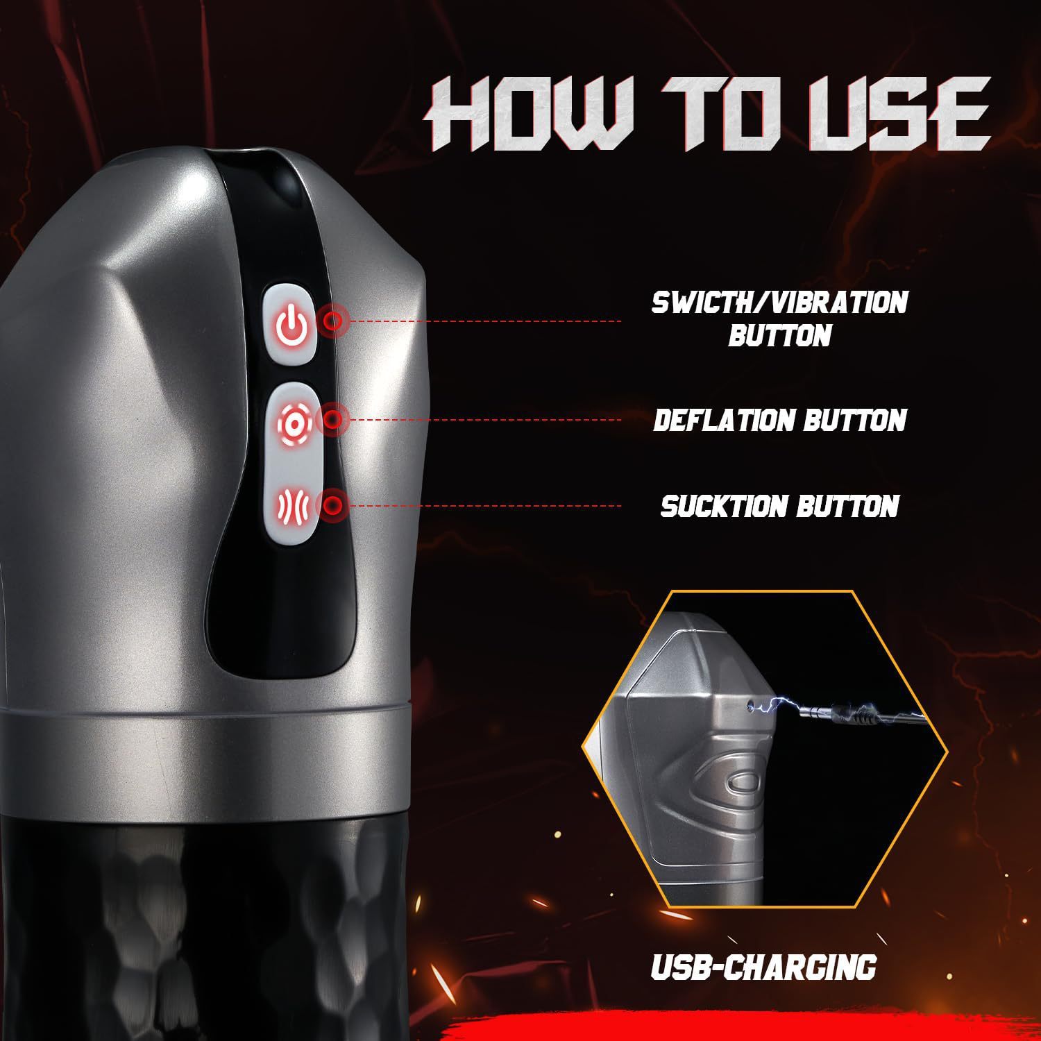 Deep Throat Automatic Male Masturbator Cup with 5 Squeeze Modes, Vibrating Sucking Male Stroker with Realistic Mouth Tunnel