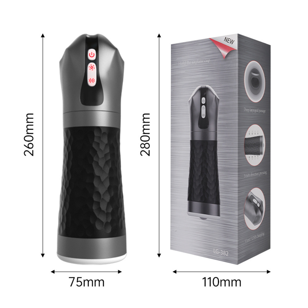 Deep Throat Automatic Male Masturbator Cup with 5 Squeeze Modes, Vibrating Sucking Male Stroker with Realistic Mouth Tunnel