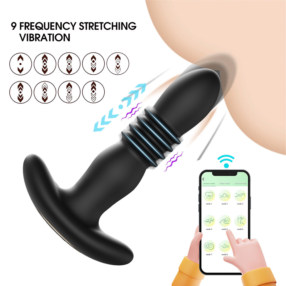 Anal Plug Vibrator with App Control Sex Toy for Men Women - Prostate Massager with 7 Thrusting & Vibrating Modes Adult Anal Vibrator Butt Stimulator Plug for Male Female (Black)