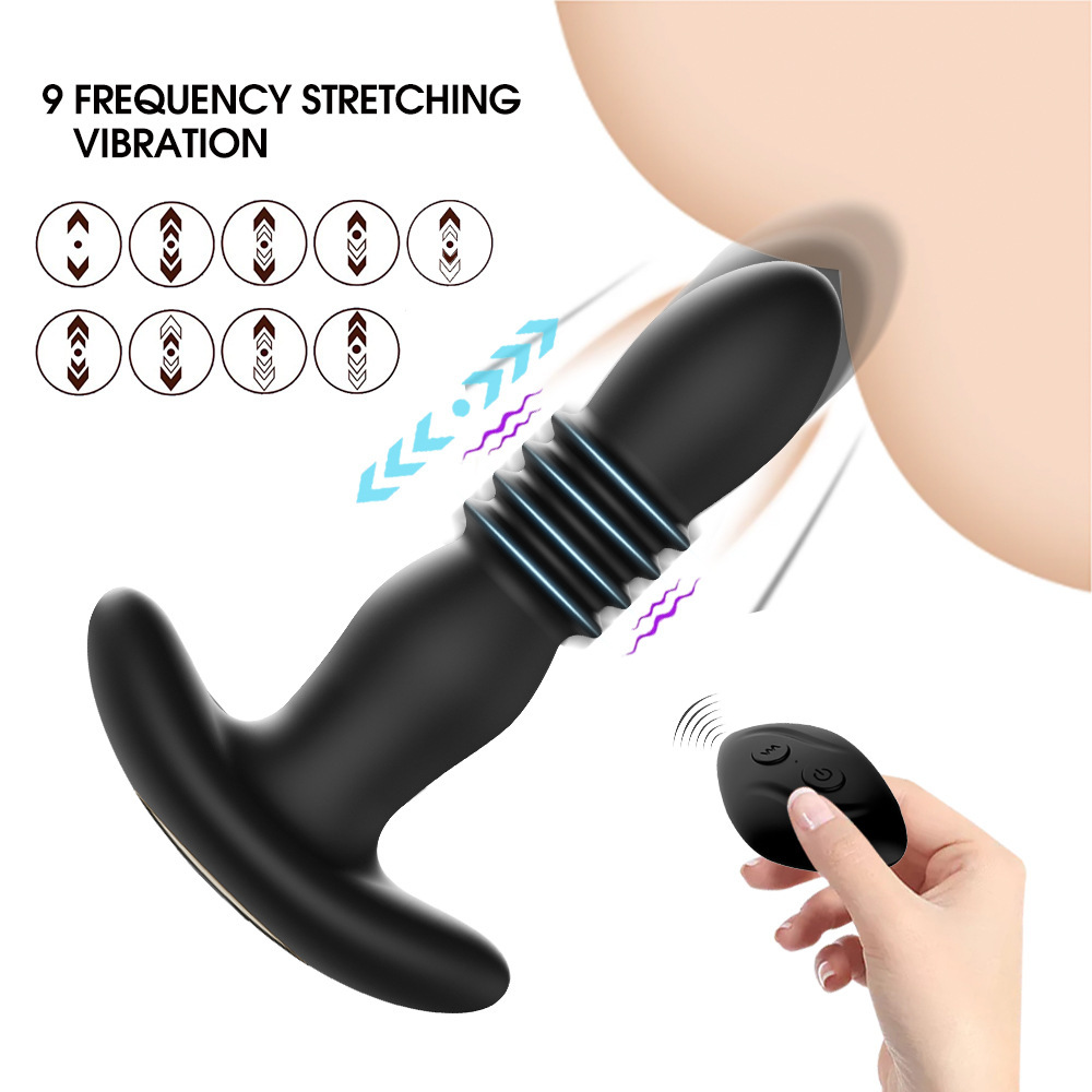 Anal Plug Vibrator with App Control Sex Toy for Men Women - Prostate Massager with 7 Thrusting & Vibrating Modes Adult Anal Vibrator Butt Stimulator Plug for Male Female (Black)