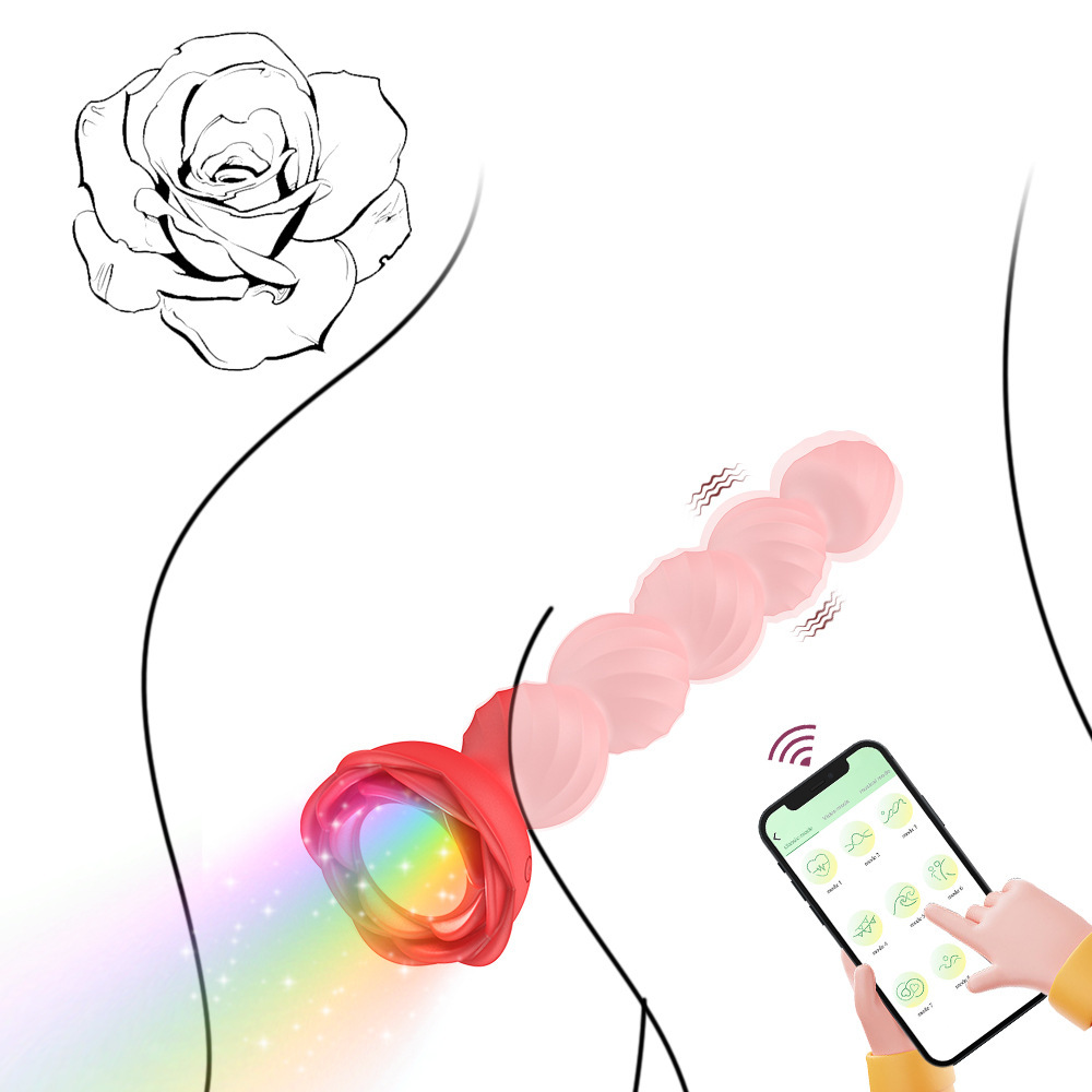 Rose Sex Toy Anal Beads,Vibrating Butt Plug with 9 Modes,Prostate Massager for Women & Men,Waterproof Silicone Rose Toy Sex Stimulator for Adult