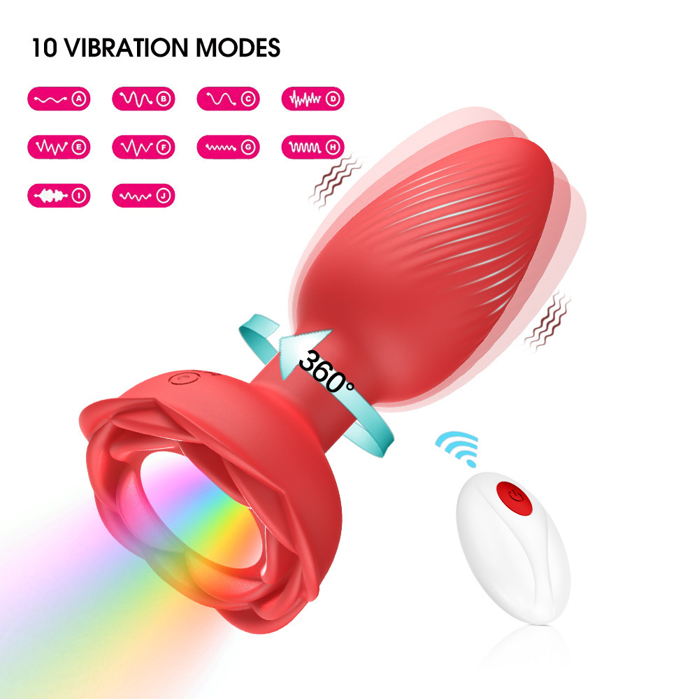 360°Rotation Monster Anal Vibrators Sex Toys for Women, Remote Control Vibrator with 10 Rotation/Vibration & LED Light Prostate Massager