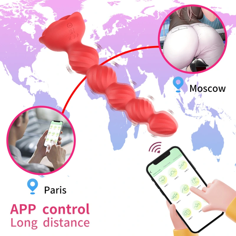 Rose Sex Toy Anal Beads,Vibrating Butt Plug with 9 Modes,Prostate Massager for Women & Men,Waterproof Silicone Rose Toy Sex Stimulator for Adult