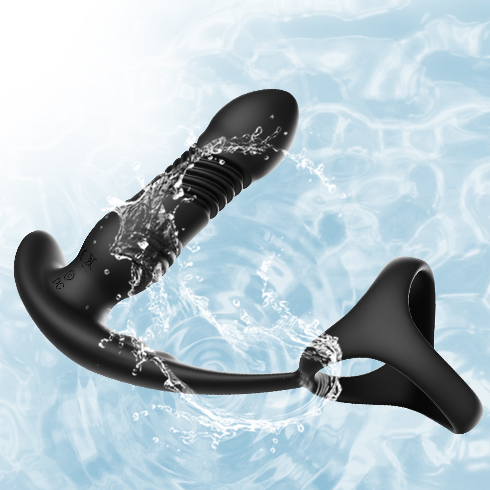 Thrusting Anal Expansion Prostate Massager - Vibrating Anal Vibrator Butt Plugs Perineum Stimulator with 3 Thrusting Expanding & 9 Vibration Modes, 3 in 1 Adult Sex Toys Penis Rings for Men Orgasm