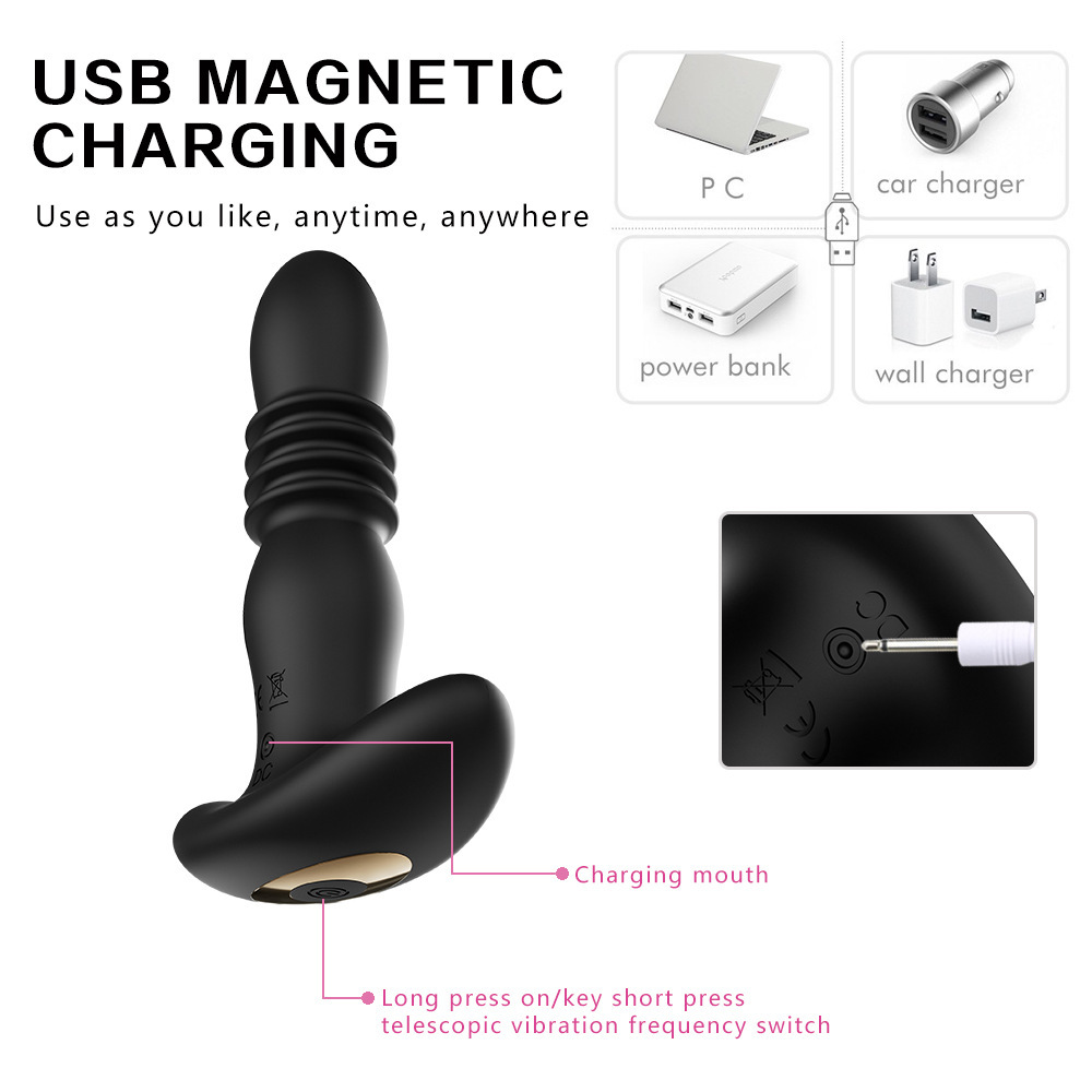 Anal Plug Vibrator with App Control Sex Toy for Men Women - Prostate Massager with 7 Thrusting & Vibrating Modes Adult Anal Vibrator Butt Stimulator Plug for Male Female (Black)