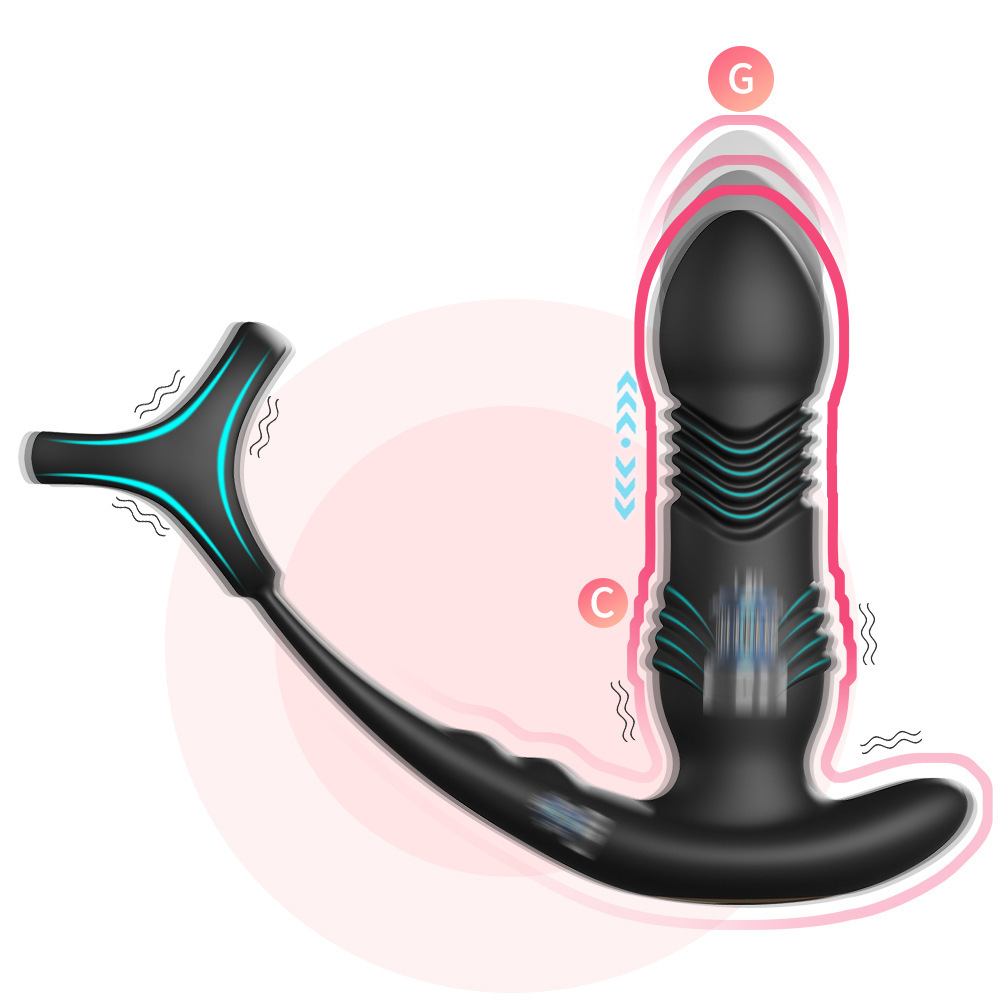Thrusting Anal Expansion Prostate Massager - Vibrating Anal Vibrator Butt Plugs Perineum Stimulator with 3 Thrusting Expanding & 9 Vibration Modes, 3 in 1 Adult Sex Toys Penis Rings for Men Orgasm