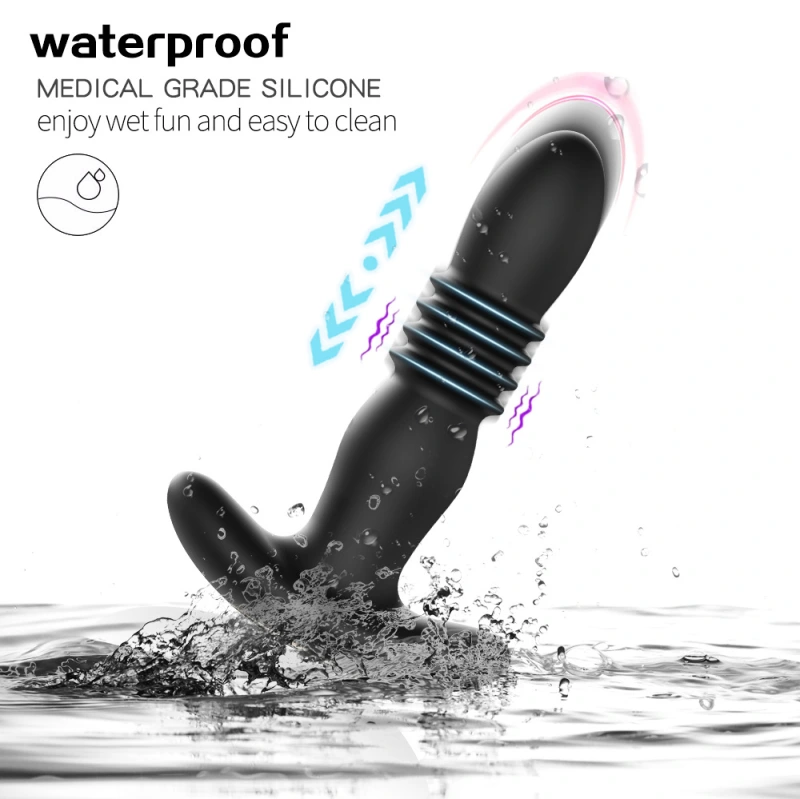 Anal Plug Vibrator with App Control Sex Toy for Men Women - Prostate Massager with 7 Thrusting & Vibrating Modes Adult Anal Vibrator Butt Stimulator Plug for Male Female (Black)