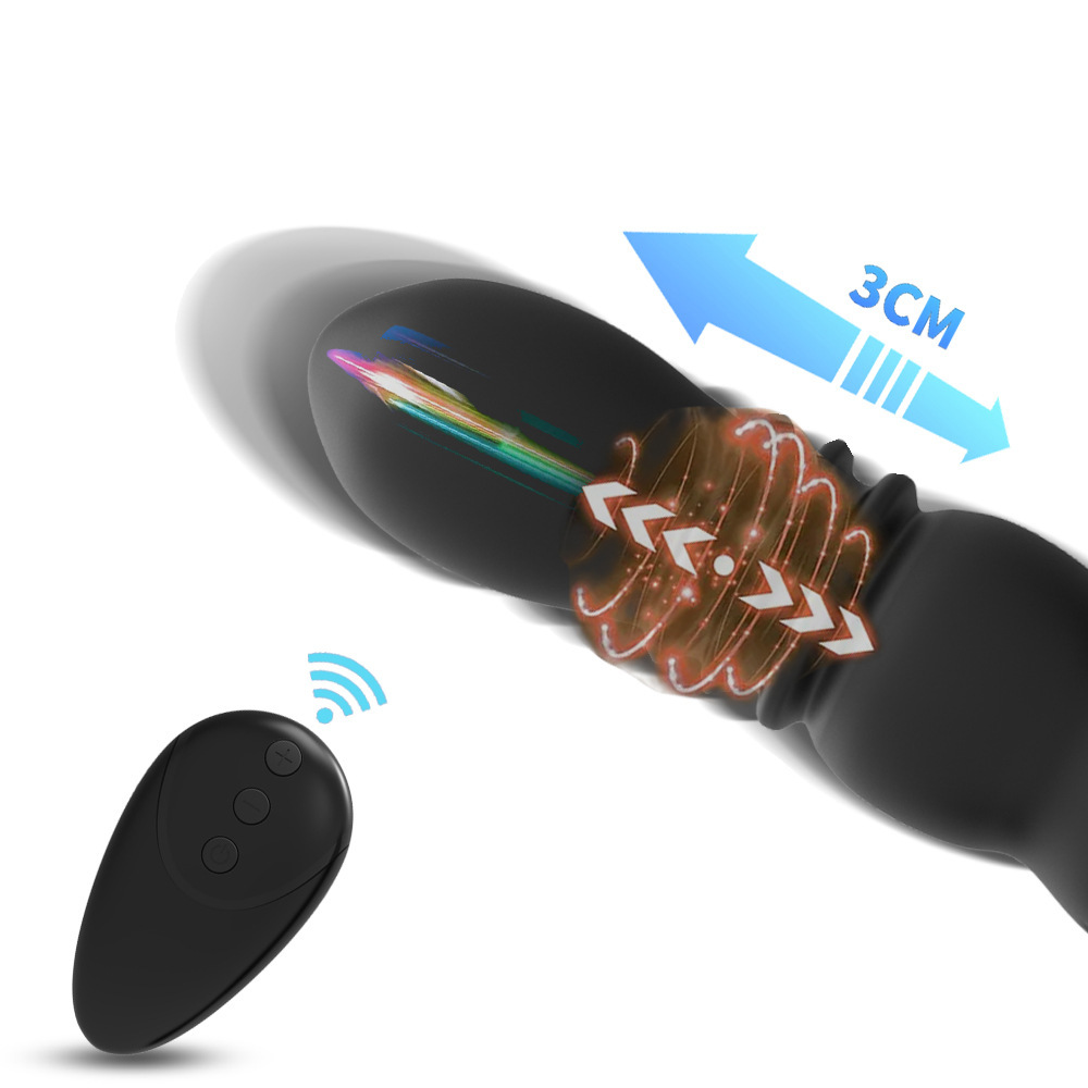 Thrusting Anal Vibrator - Vibrating Prostate Massager with 10 Thrusting & Vibration, Male Anal Butt Plug Toys with Remote Control, Dual Stimulation, Vibrator Anal Plug Sex Toys for Men & Women