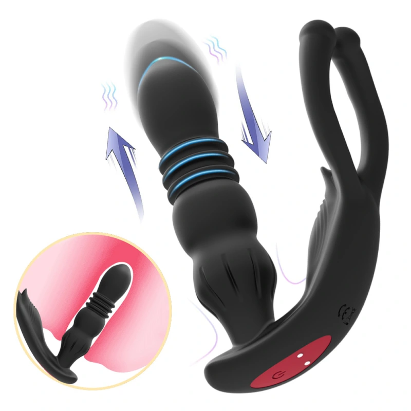 Thrusting Anal Vibrator - Vibrating Prostate Massager with 10 Thrusting & Vibration, Male Anal Butt Plug Toys with Remote Control, Dual Stimulation, Vibrator Anal Plug Sex Toys for Men & Women