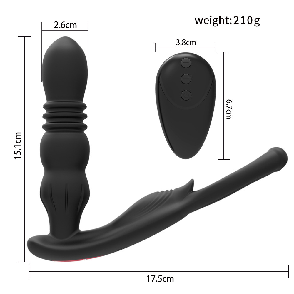 Thrusting Anal Vibrator - Vibrating Prostate Massager with 10 Thrusting & Vibration, Male Anal Butt Plug Toys with Remote Control, Dual Stimulation, Vibrator Anal Plug Sex Toys for Men & Women