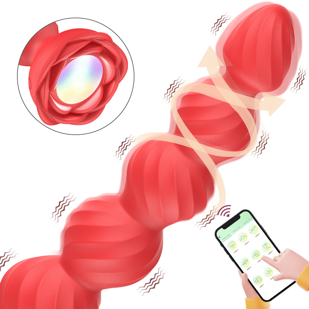 Rose Sex Toy Anal Beads,Vibrating Butt Plug with 9 Modes,Prostate Massager for Women & Men,Waterproof Silicone Rose Toy Sex Stimulator for Adult