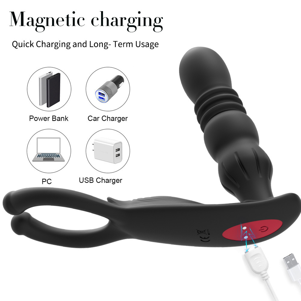 Thrusting Anal Vibrator - Vibrating Prostate Massager with 10 Thrusting & Vibration, Male Anal Butt Plug Toys with Remote Control, Dual Stimulation, Vibrator Anal Plug Sex Toys for Men & Women