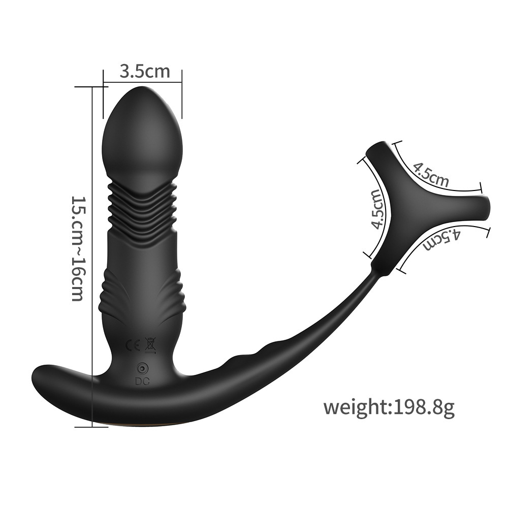 Thrusting Anal Expansion Prostate Massager - Vibrating Anal Vibrator Butt Plugs Perineum Stimulator with 3 Thrusting Expanding & 9 Vibration Modes, 3 in 1 Adult Sex Toys Penis Rings for Men Orgasm