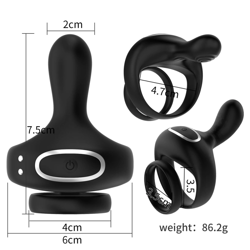 Vibration Cockcomb Ring Stimulator, Silicone Happy Penis Ring Vibrator Couple Adult Male Sex Toy