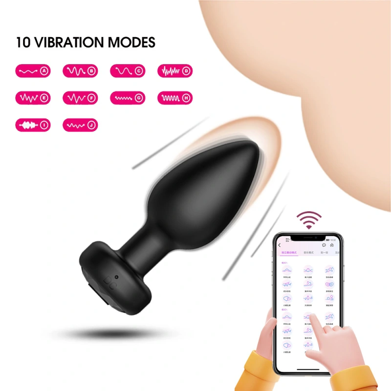 Anal plug vibrator sex toy -10 frequency vibration smooth silicone anal toy
