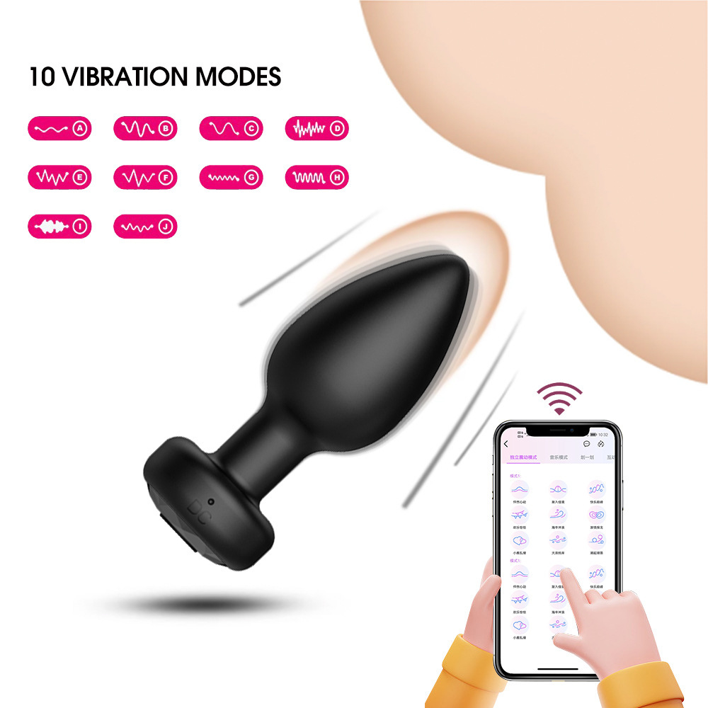 Anal plug vibrator sex toy -10 frequency vibration smooth silicone anal toy
