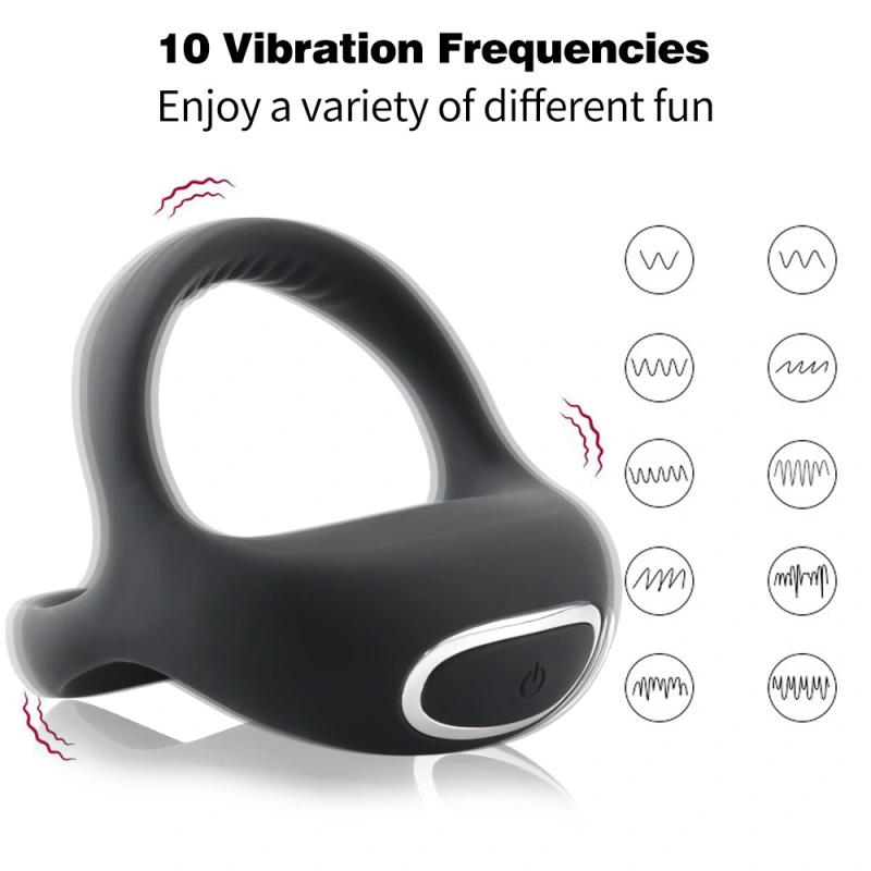 Vibration rooster ring, male sex toy silicone penis ring, 10 strong vibration modes, suitable for male couples' entertainment, male erection enhancement and Clit vibrator