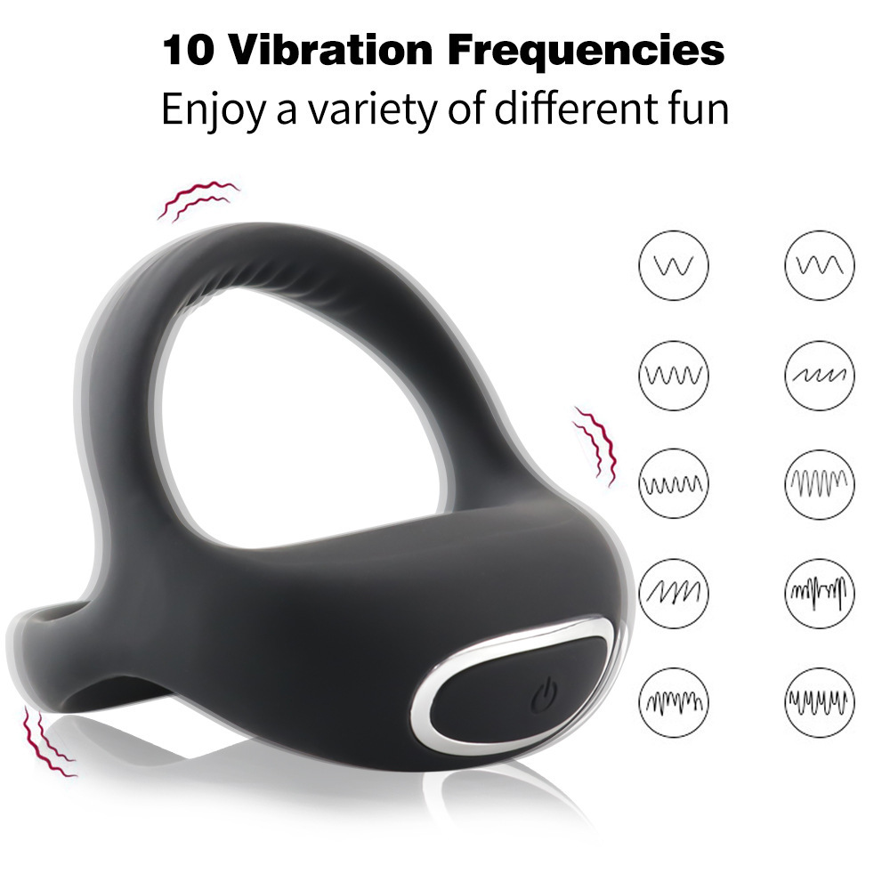Vibration rooster ring, male sex toy silicone penis ring, 10 strong vibration modes, suitable for male couples' entertainment, male erection enhancement and Clit vibrator