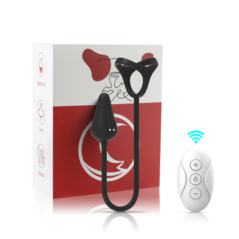 Vibrating Cock Ring with Anal Vibrator Massager - Male Sex Toy Vestibular Plug