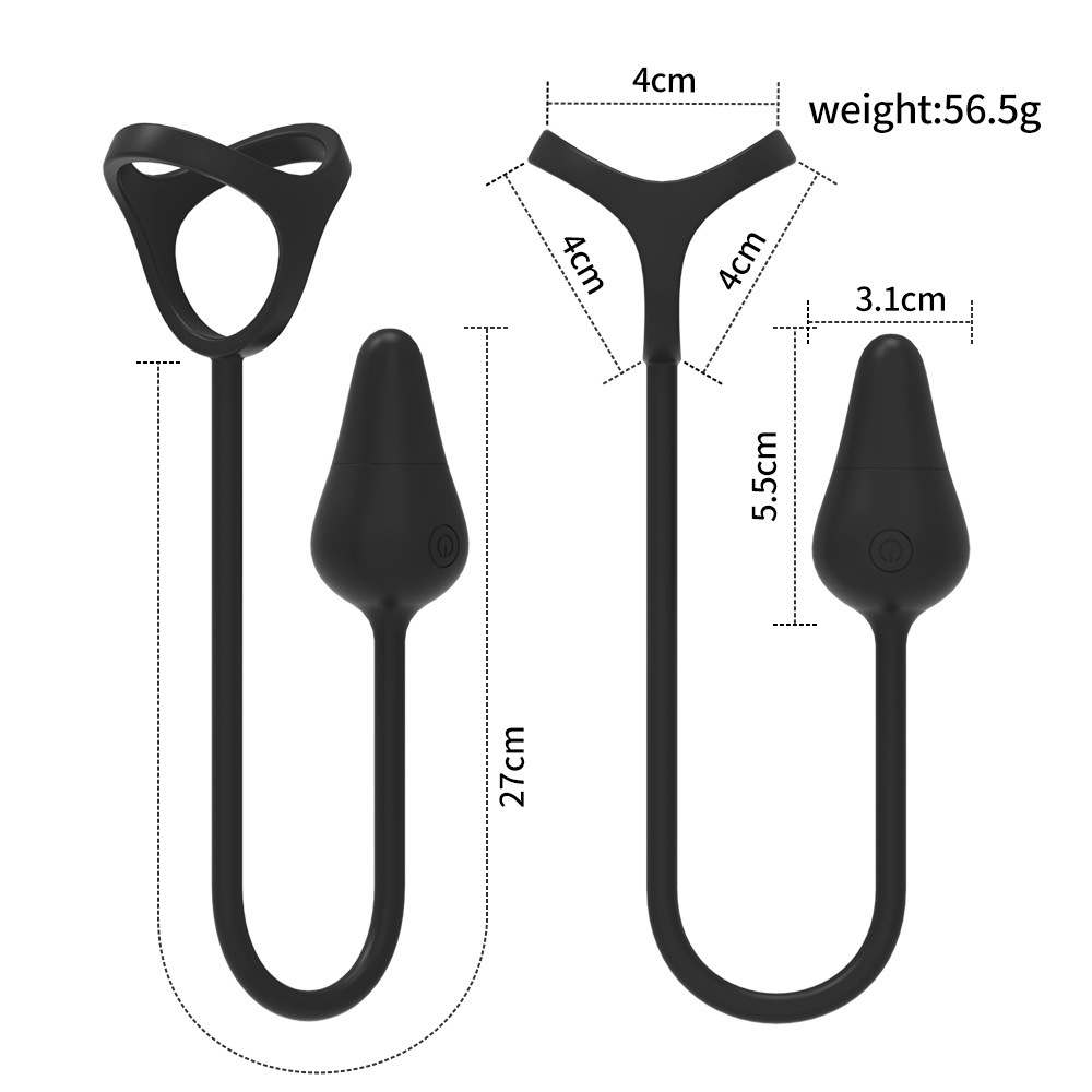 Vibrating Cock Ring with Anal Vibrator Massager - Male Sex Toy Vestibular Plug