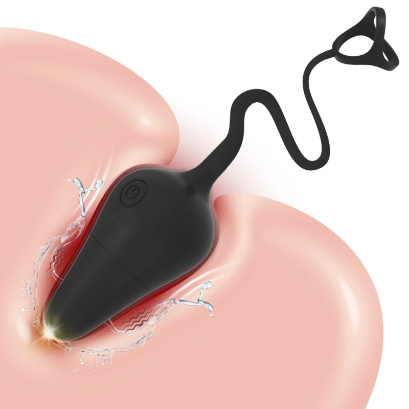 Vibrating Cock Ring with Anal Vibrator Massager - Male Sex Toy Vestibular Plug
