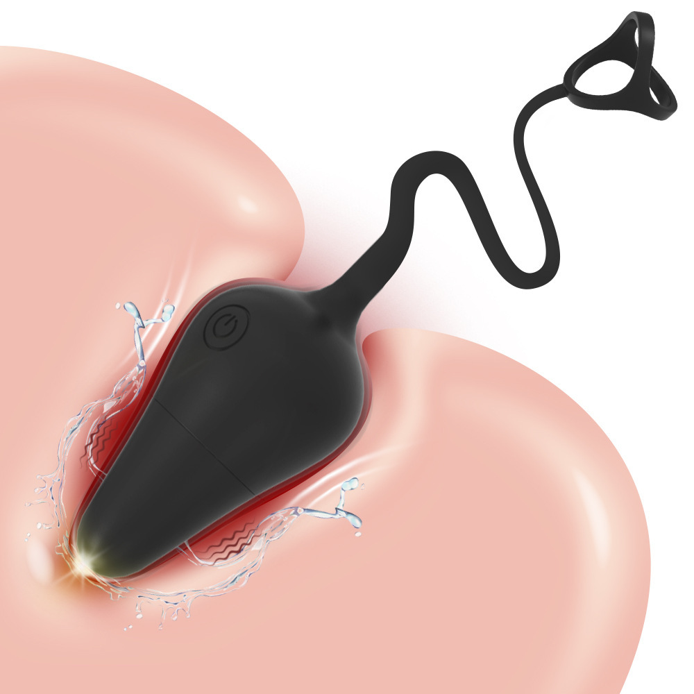 Vibrating Cock Ring with Anal Vibrator Massager - Male Sex Toy Vestibular Plug