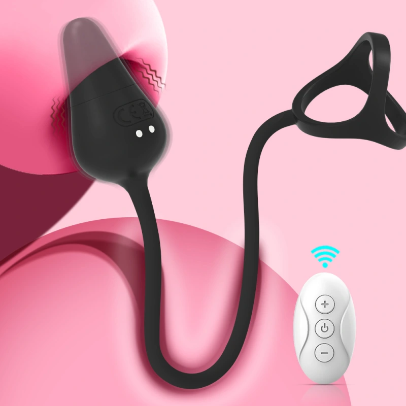 Vibrating Cock Ring with Anal Vibrator Massager - Male Sex Toy Vestibular Plug