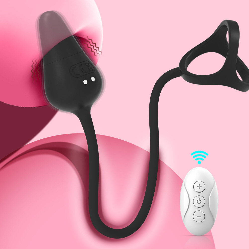 Vibrating Cock Ring with Anal Vibrator Massager - Male Sex Toy Vestibular Plug