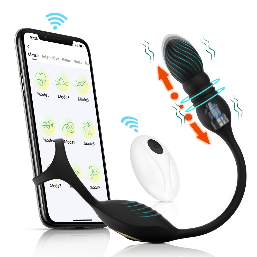 Thrusting Anal Plug Vibrator Prostate Massager Cock Ring Remote Sex Toys for Men