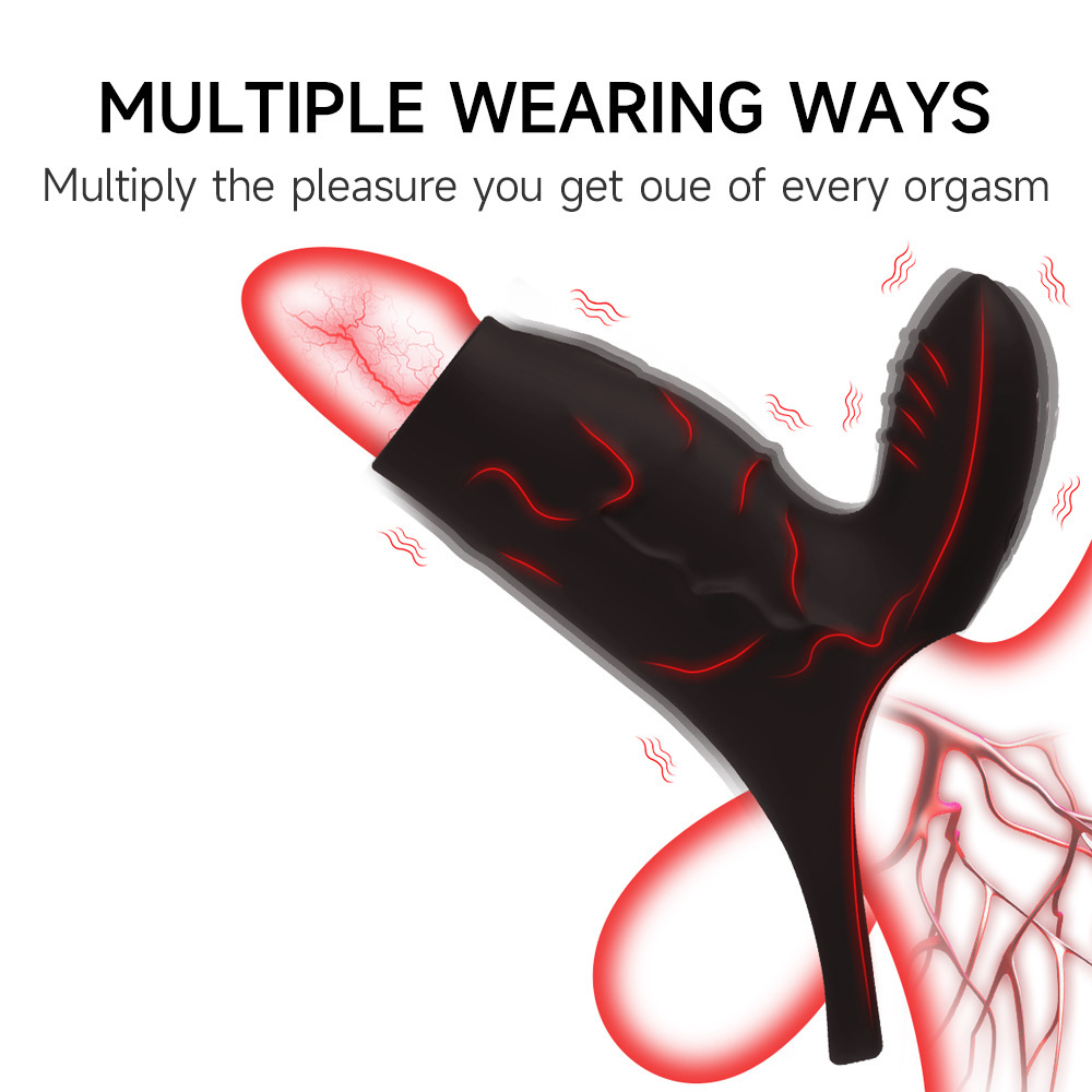 Men Cock Ring Vibrator Extension Vibrating Penis Extender Sleeve Couple Sex Toys