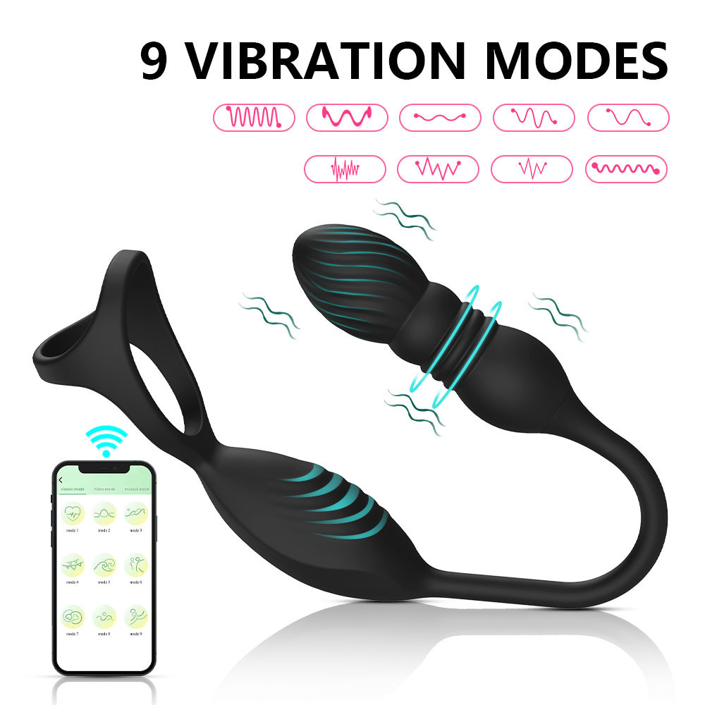 Thrusting Anal Plug Vibrator Prostate Massager Cock Ring Remote Sex Toys for Men