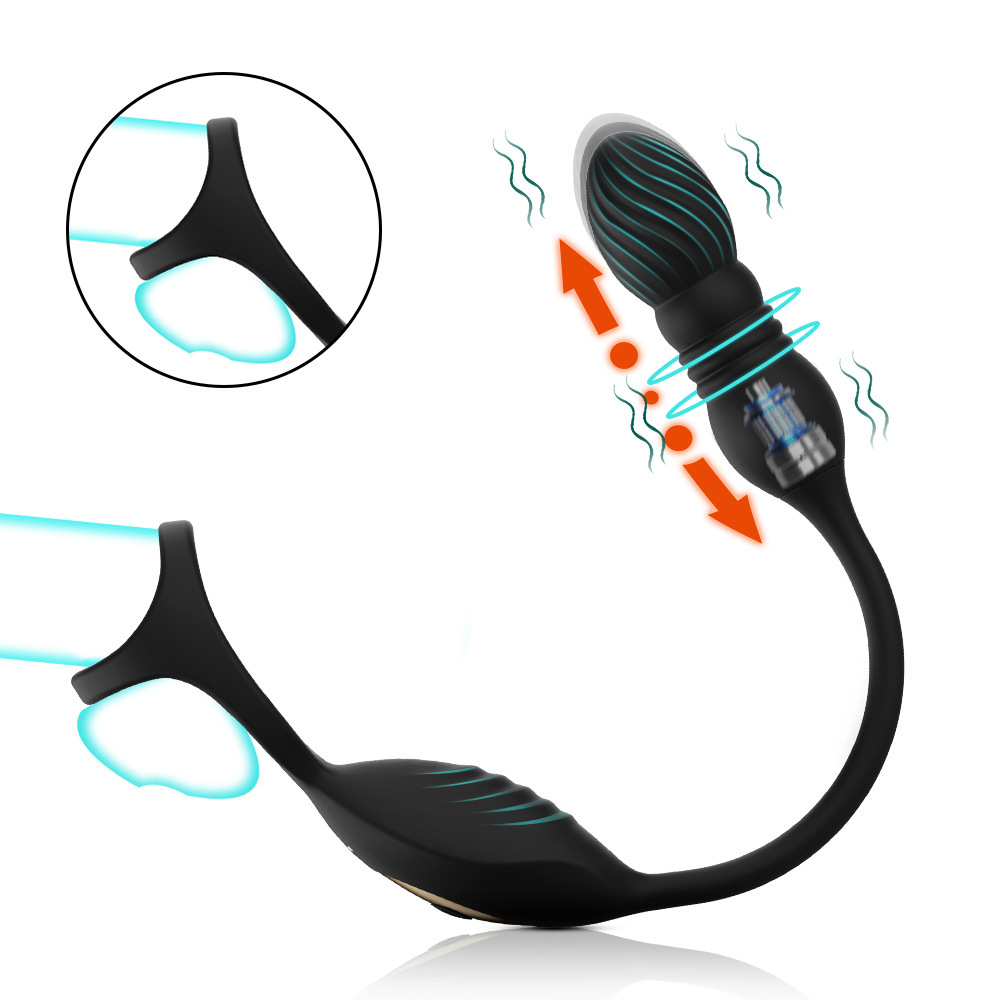 Thrusting Anal Plug Vibrator Prostate Massager Cock Ring Remote Sex Toys for Men