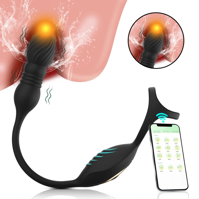 Thrusting Anal Plug Vibrator Prostate Massager Cock Ring Remote Sex Toys for Men