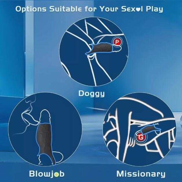 Men Cock Ring Vibrator Extension Vibrating Penis Extender Sleeve Couple Sex Toys