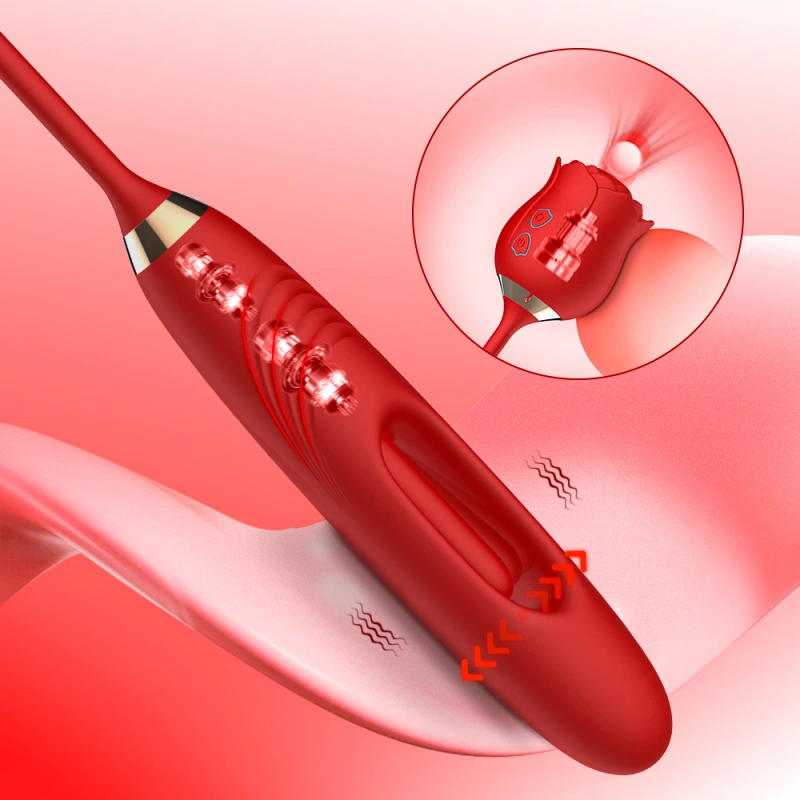 Rose Sex Toy Oral Licking Thrusting Vibrator 2IN1 Sex Toys for Women Couple