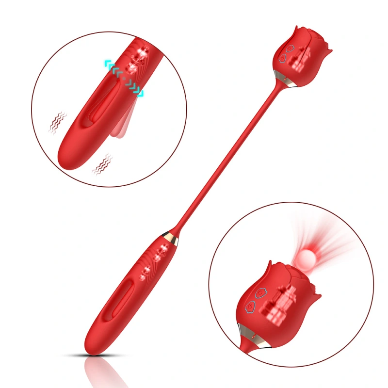 Rose Sex Toy Oral Licking Thrusting Vibrator 2IN1 Sex Toys for Women Couple