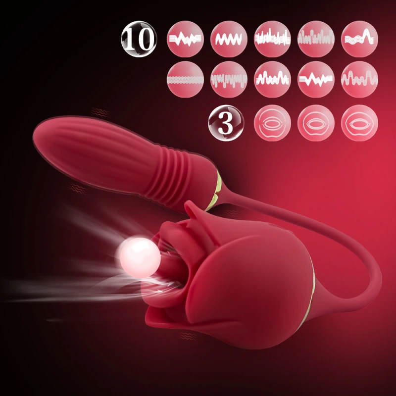 Rose Shape Sucking Vibrator Clitoral G-spot Suction Sex Toy 10 Speed WaterProof